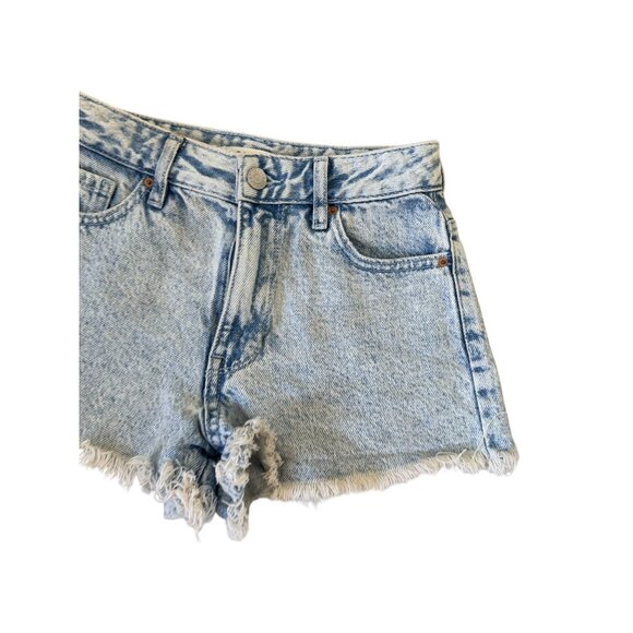 PACSUN Light Wash Distressed High Rise Denim Shorts Size 22 - Picture 5 of 8